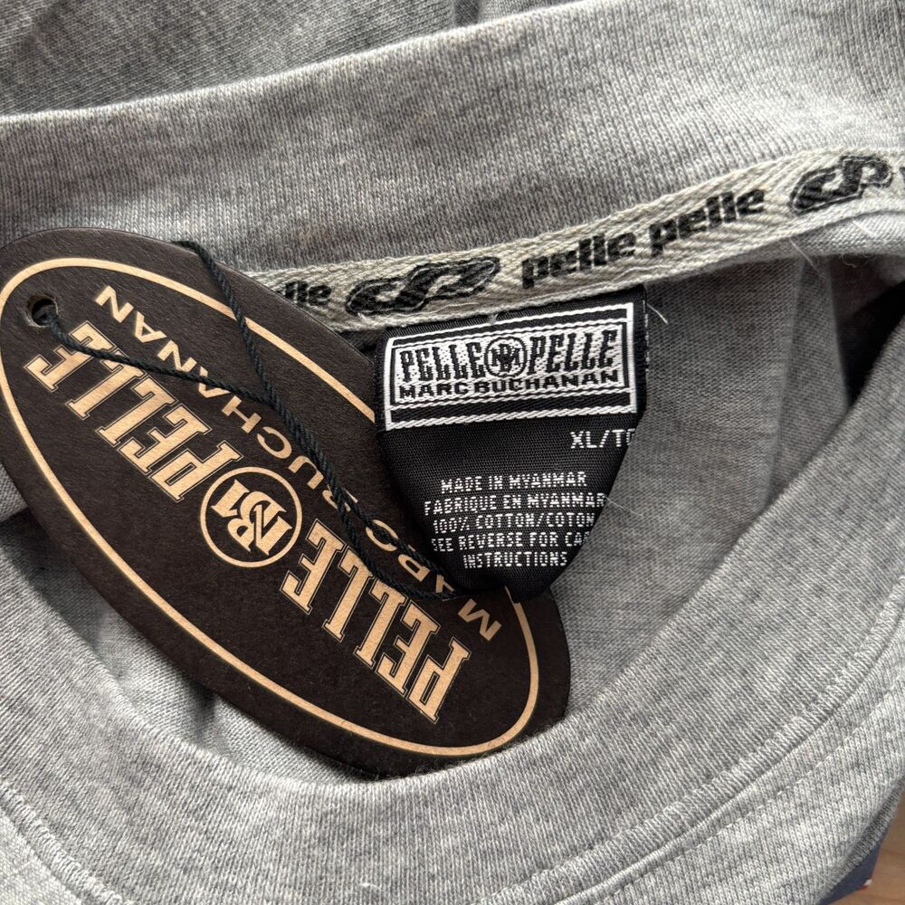 Pelle Pelle Men Vintage Long Sleeve T-Shirt NWT Streetwear Hip Hop Gray XL K148 - Picture 7 of 9